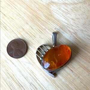 Baltic Amber and Silver Heart Pendant